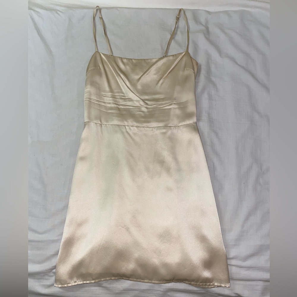 Reformation Cream Satin Mini Dress